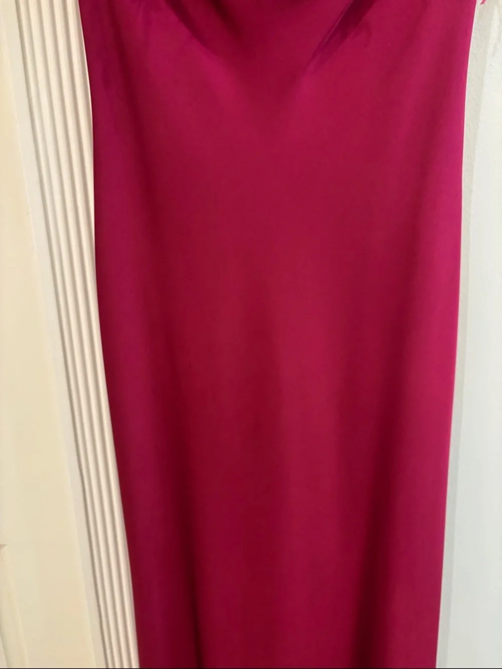 Strapless Feather-Trim Gown - Magenta - Picture 6 of 8